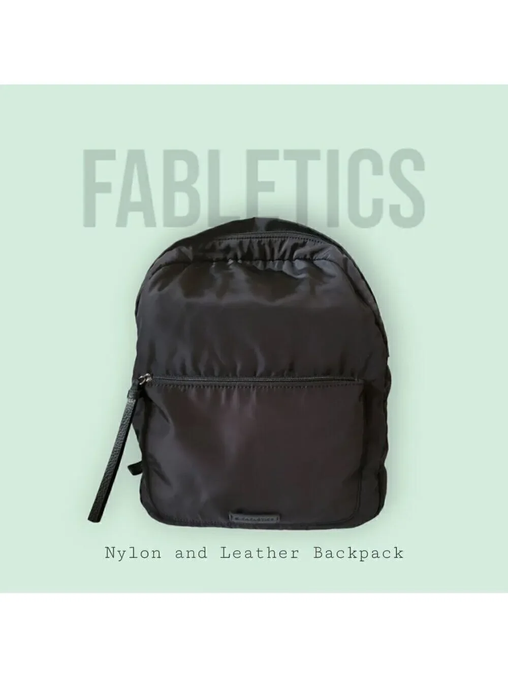 Fabletics Black Medium Size Backpack - Faux Leather Zipper Pulls, Handle, Straps